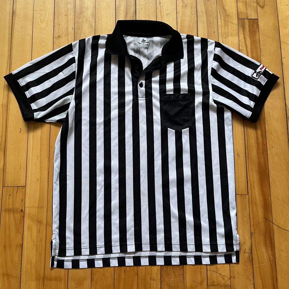 Foot Locker Uniform Referee Shirt Black White Short Sleeve Collared Mens Small